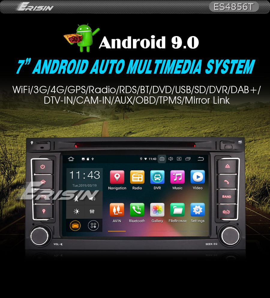 Erisin ES4856T 7 Android 9 0 Auto Stereo GPS Wifi TPMS Sat Nav DVD DAB