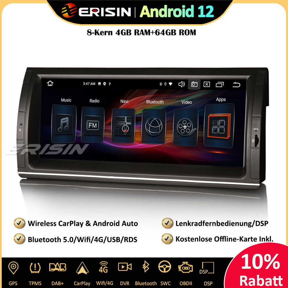 Erisin ES8505B 10 25 Zoll Android 12 Autoradio GPS CarPlay Android Auto