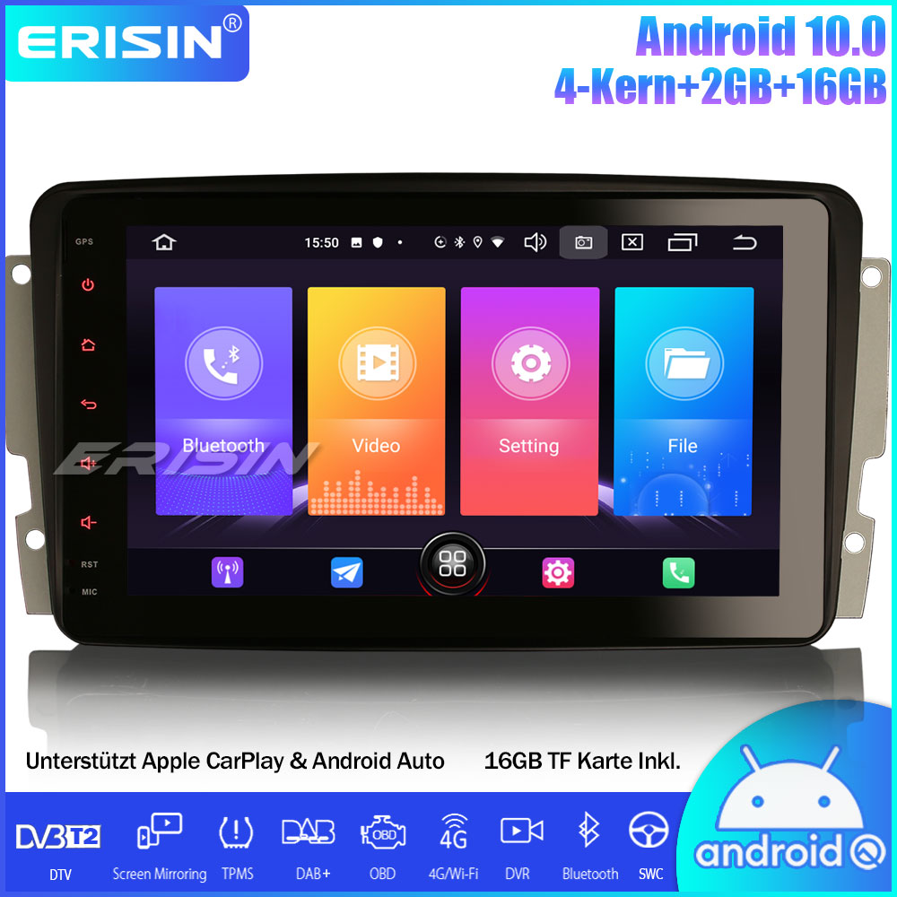 8-Kern Android 12 Autoradio für Mercedes Benz C/CLC-Klasse W203 G-Klasse  W463 GPS Navi DSP Bluetooth WiFi DAB + TPMS Carplay Android Auto 4GB RAM +  64GB ROM: : Elektronik & Foto