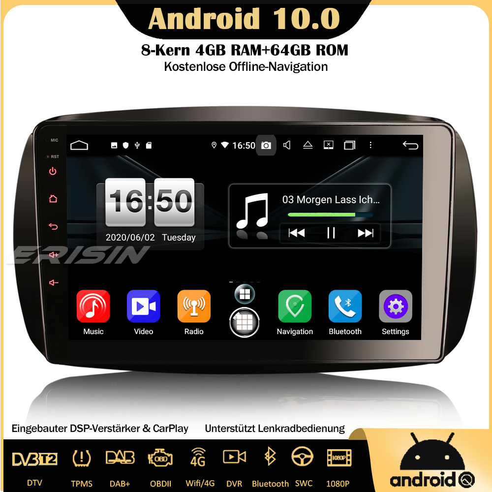 Erisin ES8799S 9" 8-Kern DSP DAB+Android 10.0 Autoradio GPS CarPlay OBD ...