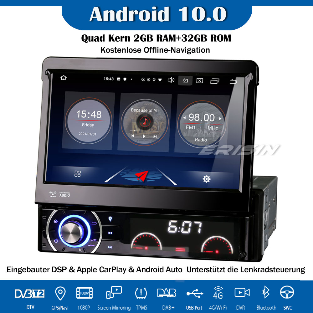 7 Zoll 1Din Autoradio mit Bluetooth Navi für
