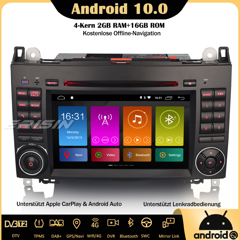 9 Android 12.0 Autoradio 4GB RAM 64GB ROM Für Mercedes BENZ A-Klasse W169,  B-Klasse W245, Sprinter Viano Vito, VW Built-in Carplay/Android Auto