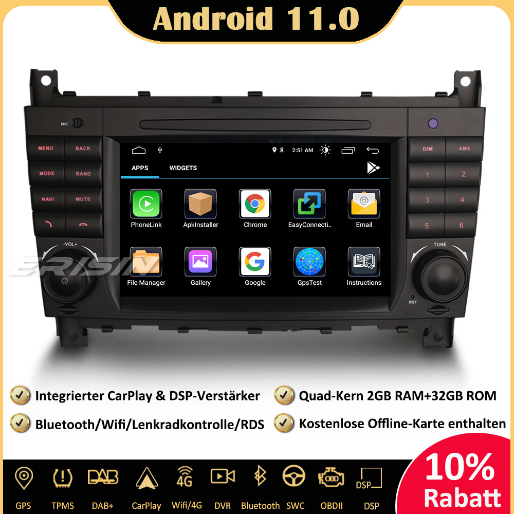9& 64GB ANDROID 12 Autoradio GPS DAB+CarPlay Wifi RDS DTV DSP TPMS Für